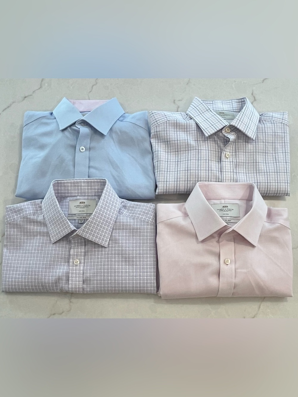 Hawes & Curtis Mens Dress Shirts Lot 4 Fitted Slim Fit 15.5 Non-Iron